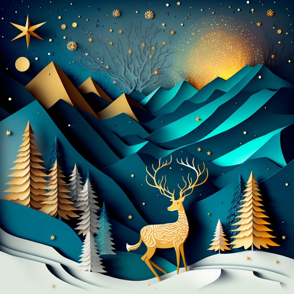 Card Fairytale winter scene