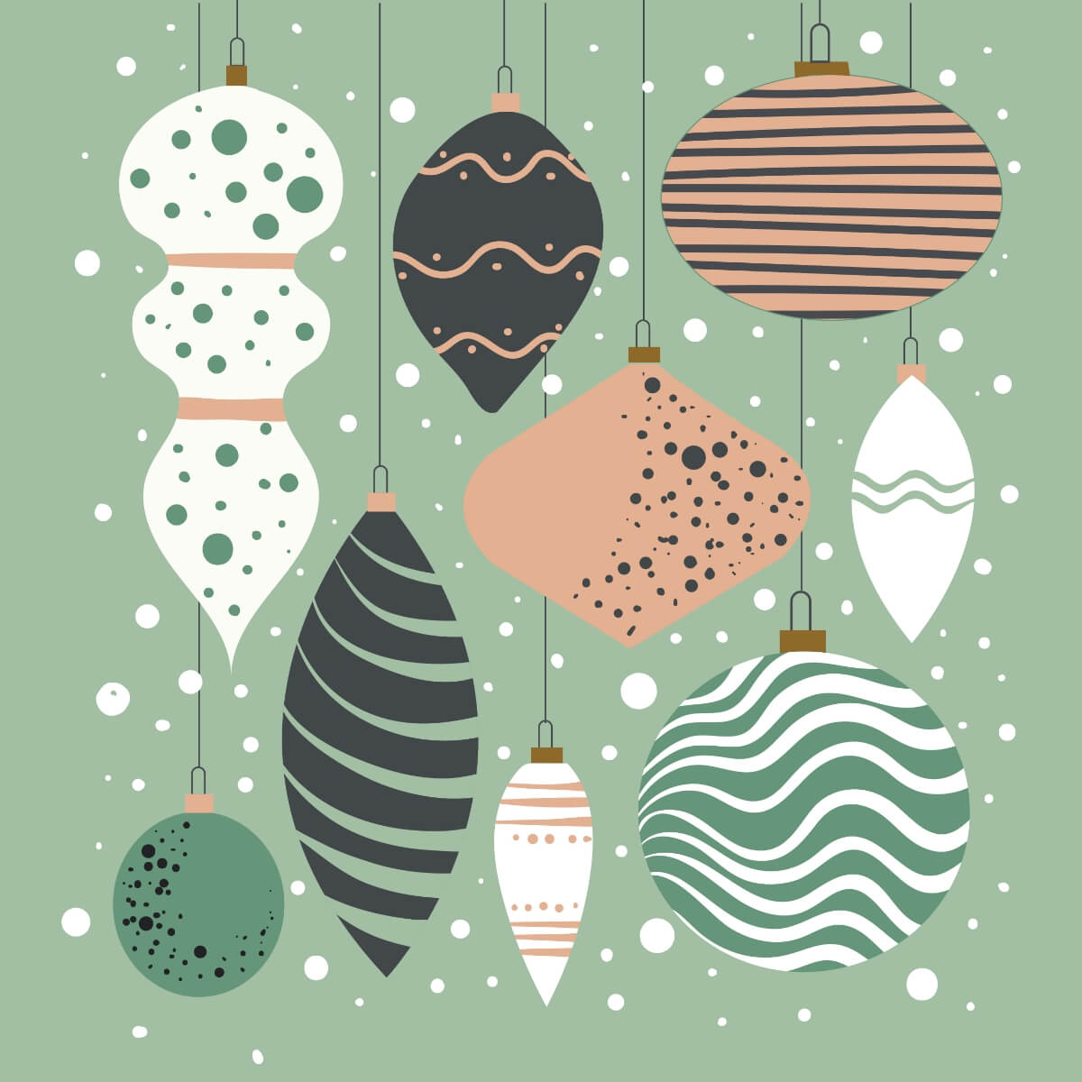 Card Green Ornaments