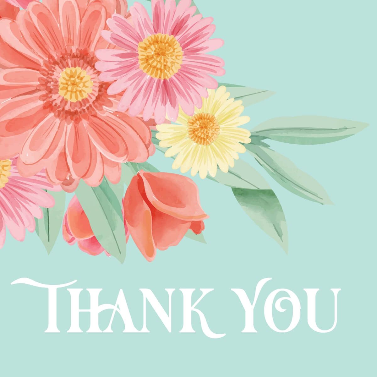 Card Thank you with flowers