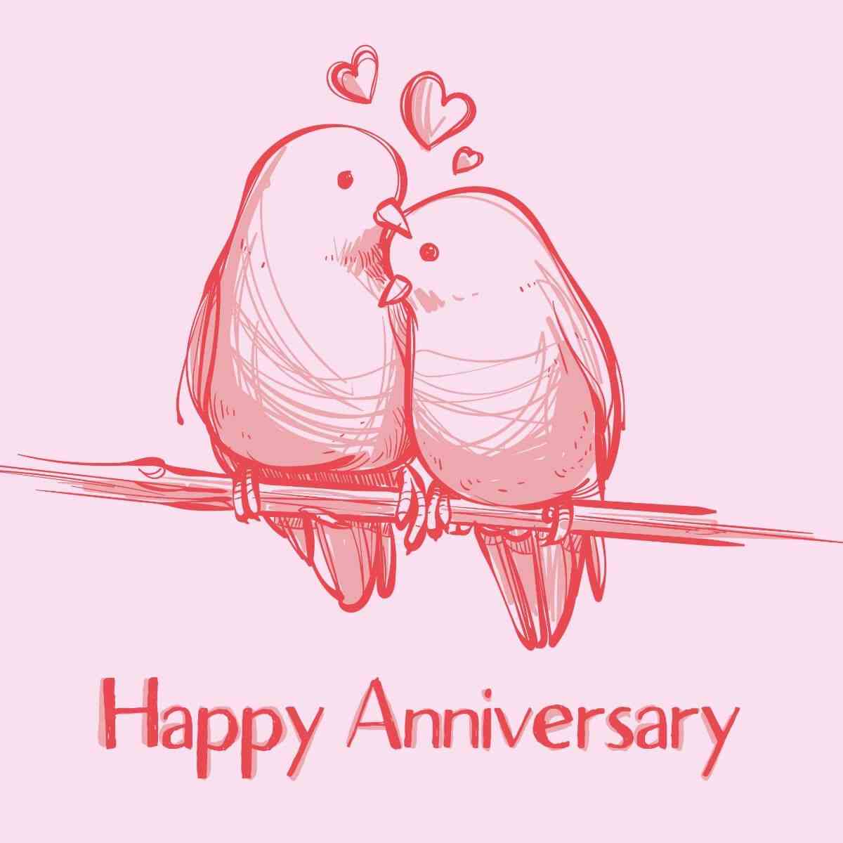 Card Anniversary Love Birds