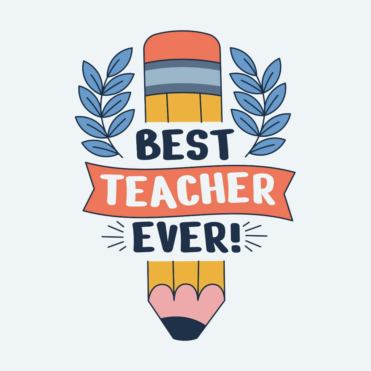 Card Best Teacher Ever Pencil