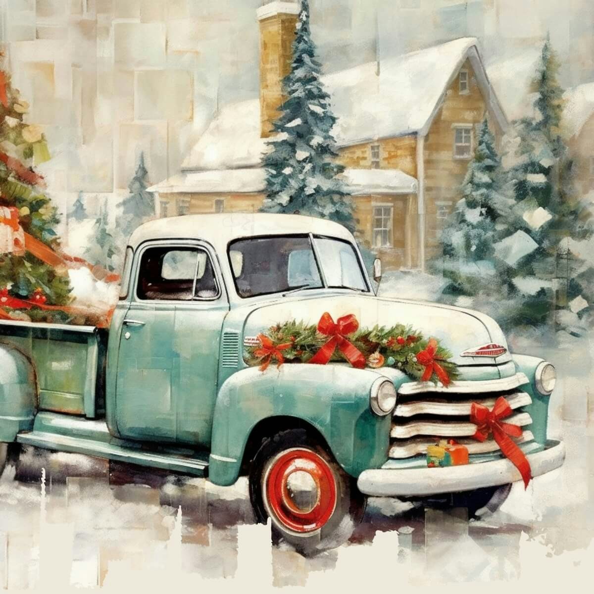 Card Green Truck Painting