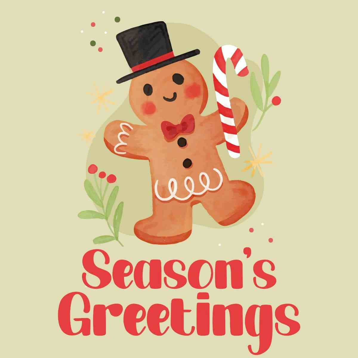 Card Seasons Greetings Gingerbread