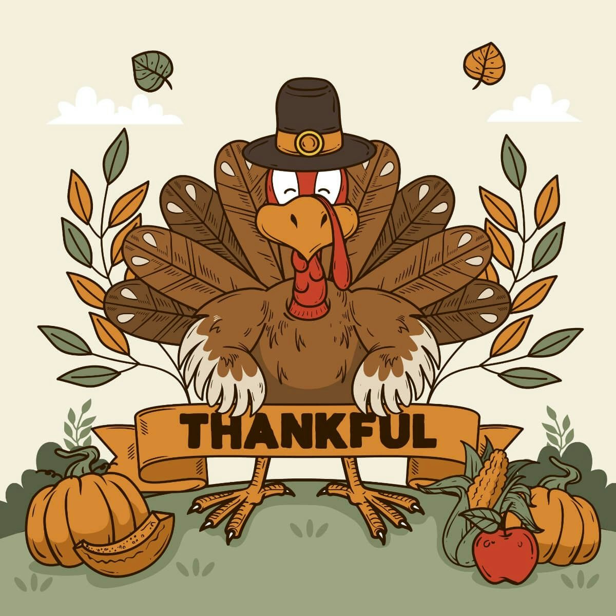 Card Thankful Turkey